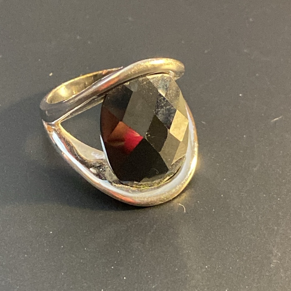 Swarovski silver toned black gem ring size 7 - Picture 10 of 13